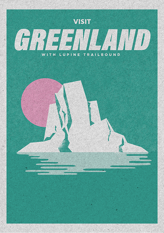 vintage style Greenland travel poster